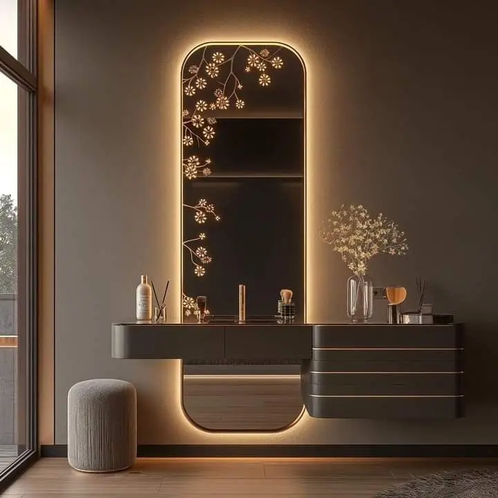 جدار مرايا فاخر مع إضاءة LED